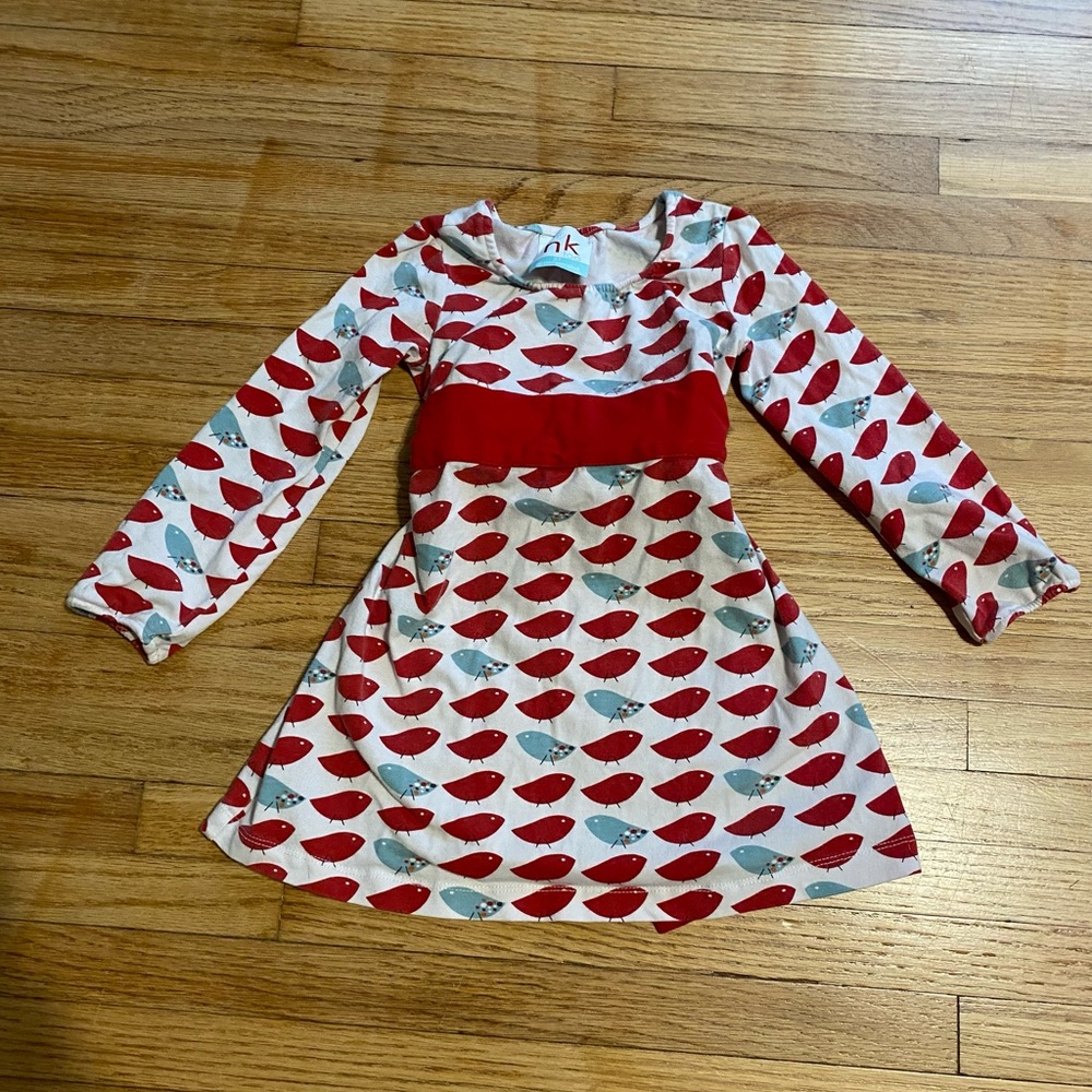 Girl 2T Red and White Bird Dress by NK Too
